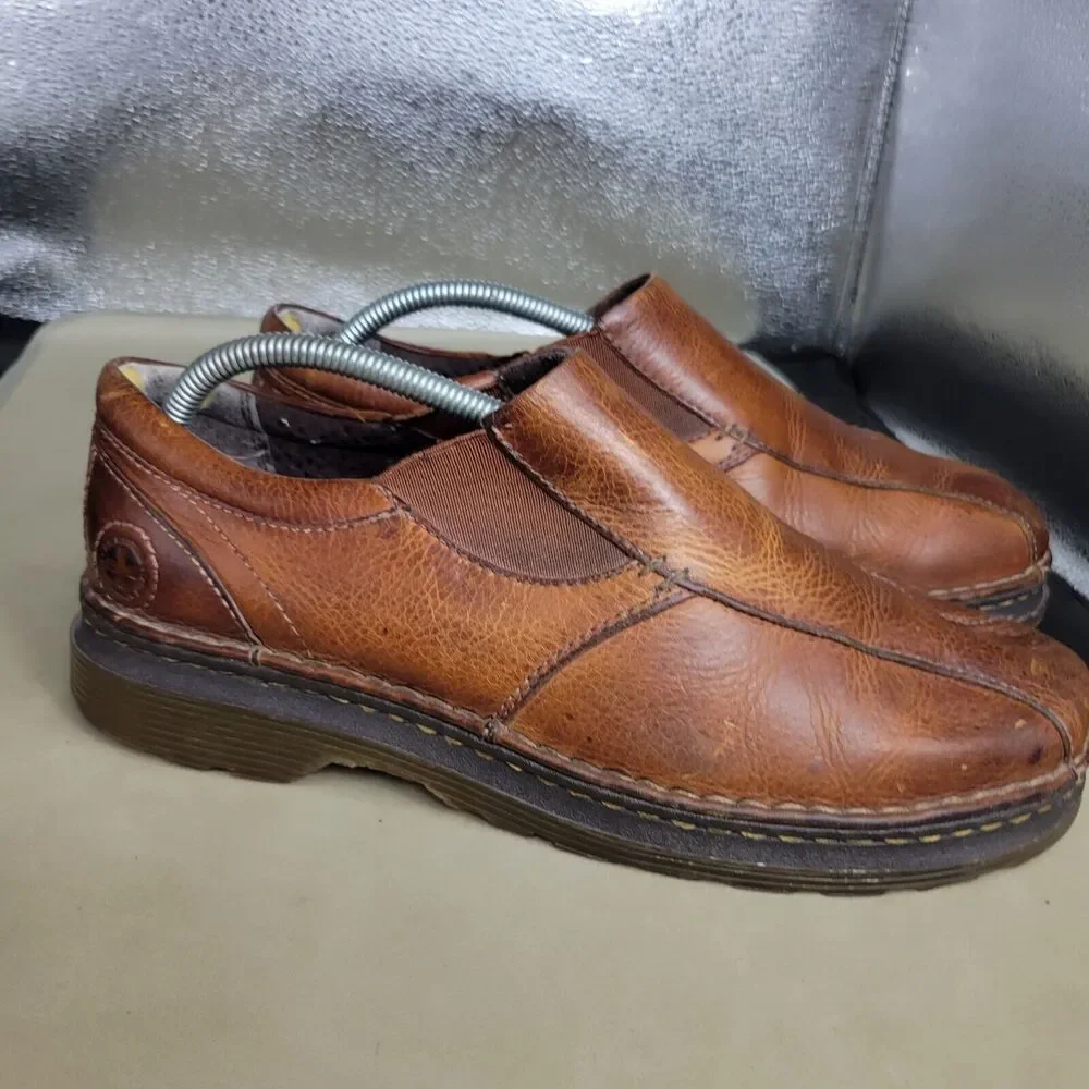 Dr Martens Shoes Mens Size 10 Brown Cognac Slip On Loafers Leather Boots Vintage
